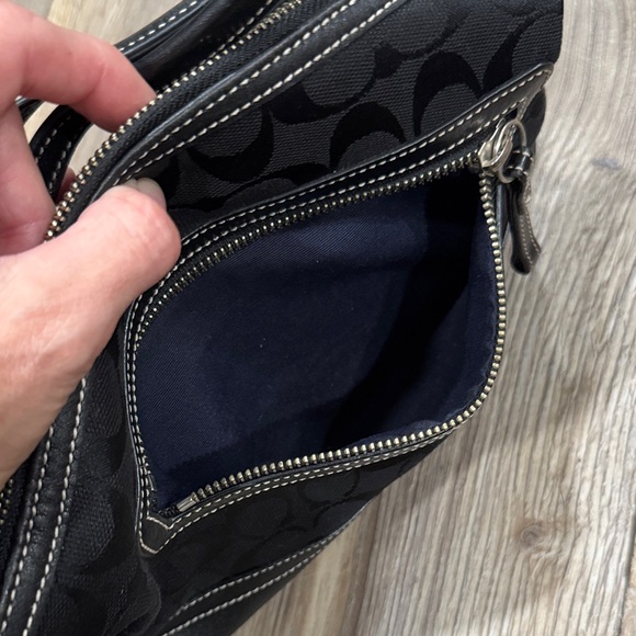 COACH Y2K 2000’s East West 9363 Shoulder Bag Leather Canvas Black Signature - Picture 9 of 15